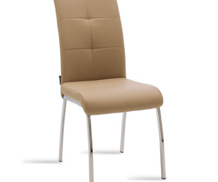 Καρέκλα Ariadne pakoworld PU μόκα-πόδι χρωμίου