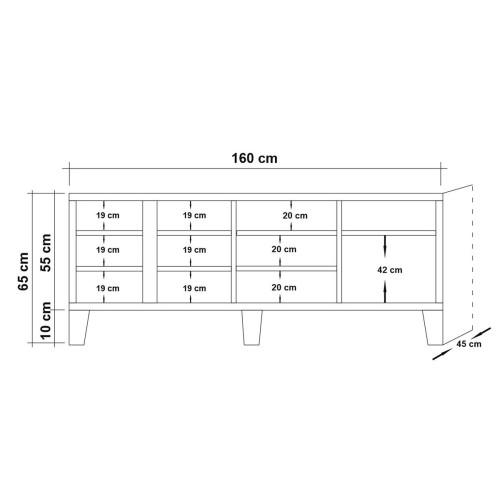 Μπουφές PWF-0181-1 σε χρώμα πεύκου 160x45x75εκ