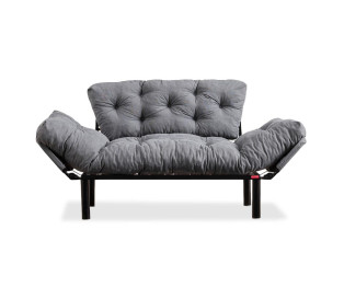 2 seater sofa bed PWF-0018 pakoworld with fabric in grey color 155x73x85cm