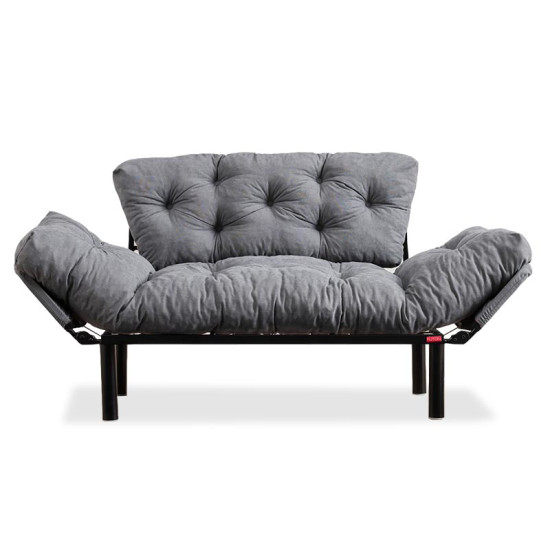 2 seater sofa bed PWF-0018 pakoworld with fabric in grey color 155x73x85cm