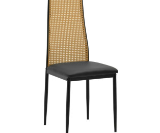 Καρέκλα Lasmipe Inart μαύρο-φυσικό pu-rattan 40x49x96εκ