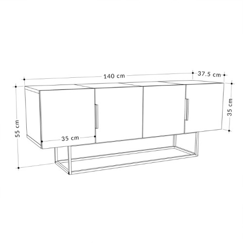 Έπιπλο τηλεόρασης Tontini pakoworld φυσικό-λευκό 140x37.5x55εκ