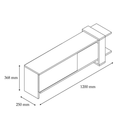 Έπιπλο τηλεόρασης Cave pakoworld χρώμα καρυδί-λευκό 120x25x37εκ