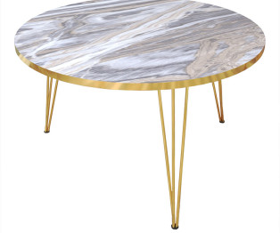 Τραπέζι σαλονιού Nidra pakoworld απομίμηση λευκό μαρμάρου-χρυσό Φ70x40εκ