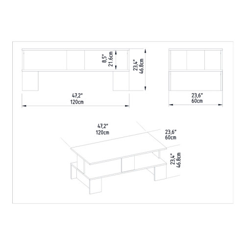 Τραπέζι σαλονιού Olly pakoworld λευκό 120x60x47εκ