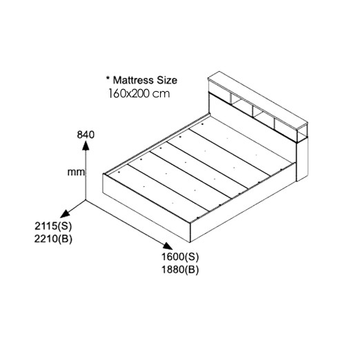 Κρεβάτι διπλό OLYMPUS pakoworld σε χρώμα wenge 160x200εκ