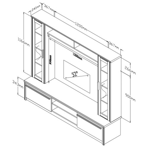 Σύνθετο σαλονιού Chico TV pakoworld χρώμα embony oak 180,5x40x158εκ