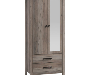 Ντουλάπα ρούχων Tara pakoworld δίφυλλη καθρέπτης rustic oak 84.5x52x193εκ