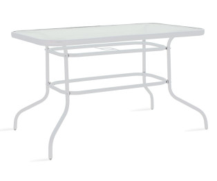 Τραπέζι κήπου Valor pakoworld μέταλλο λευκό-γυαλί 120x70x70εκ