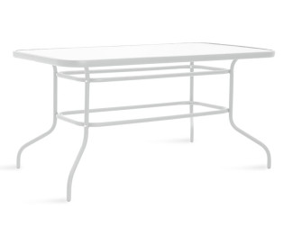Τραπέζι κήπου Valor pakoworld μέταλλο λευκό-γυαλί 140x80x70εκ