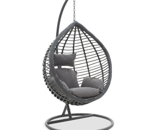 Nadim pakoworld garden swing hanging metal-pe-cushion gray