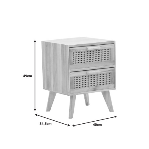 Κομοδίνο Othello pakoworld ξύλο σε φυσική απόχρωση 40x34.5x49εκ