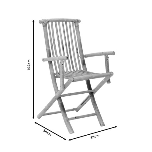 Πολυθρόνα κήπου Cadell pakoworld πτυσσόμενη bamboo φυσικό