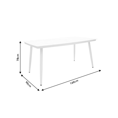 Τραπέζι κήπου Zeren pakoworld μέταλλο λευκό-γυαλί 160x90x78εκ