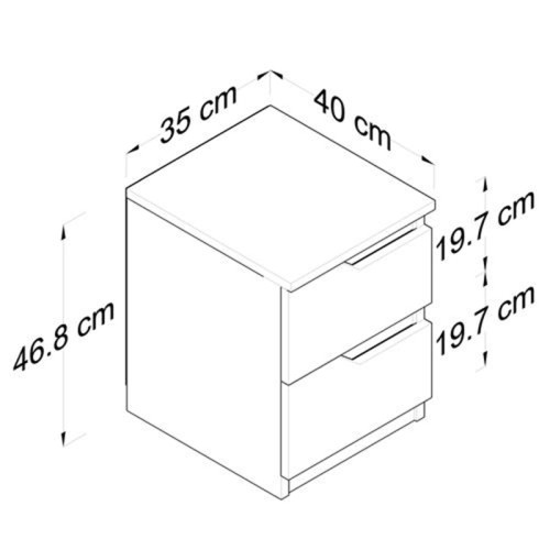 Κομοδίνο Verena pakoworld λευκό-καρυδί 35x40x47εκ