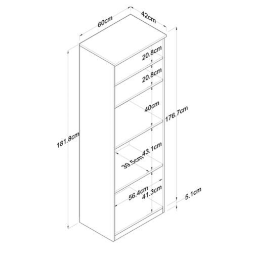 Ραφιέρα επιδαπέδια Rowan pakoworld λευκό-καρυδί 60x42x182εκ