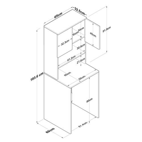 Σετ μπάνιου Rasmus pakoworld ανθρακί-φυσικό 65x60x183.6εκ.