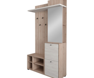 Έπιπλο εισόδου Louisen pakoworld oak-λευκό μελαμίνης 125x40x217.5εκ