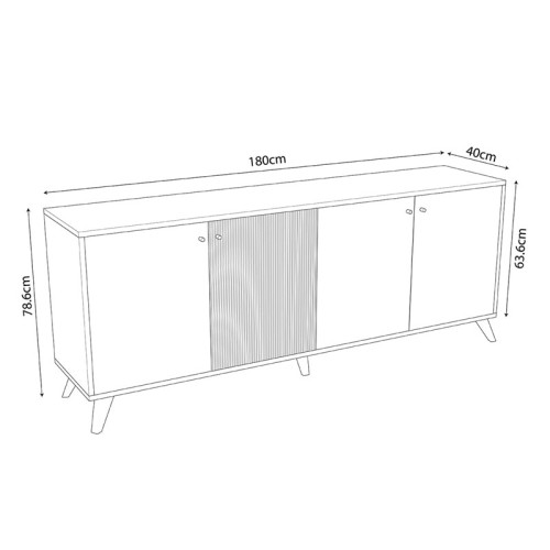 Μπουφές Flipter pakoworld μελαμίνης oak-μαύρο 182x40x78,6εκ