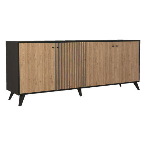 Μπουφές Flipter pakoworld μελαμίνης oak-μαύρο 182x40x78,6εκ