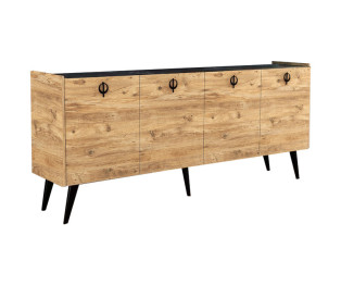 Μπουφές Jeslie pakoworld μελαμίνης oak-ανθρακί 180x40x79εκ