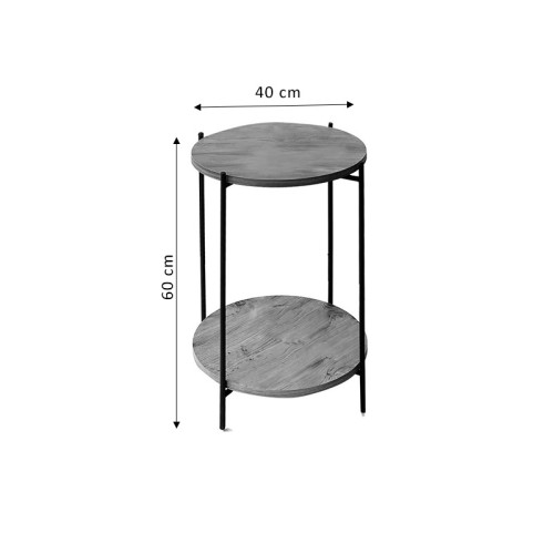 Βοηθητικό τραπέζι Tsouki pakoworld oak-μαύρο Φ40x60εκ