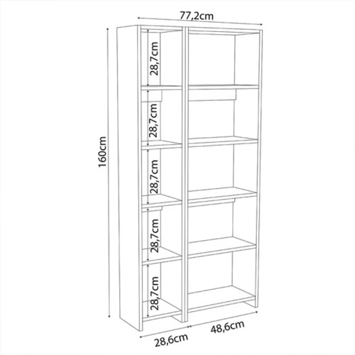 Βιβλιοθήκη Alkathi pakoworld σε λευκή απόχρωση 77x22x160εκ