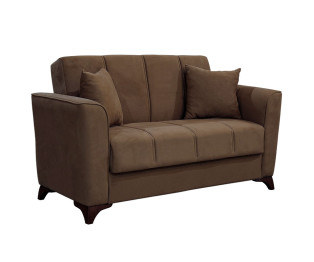 2 seater sofa-bed Asma pakoworld fabric velvet beige-mocha 156x76x85cm