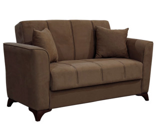 2 seater sofa-bed Asma pakoworld fabric velvet beige-mocha 156x76x85cm