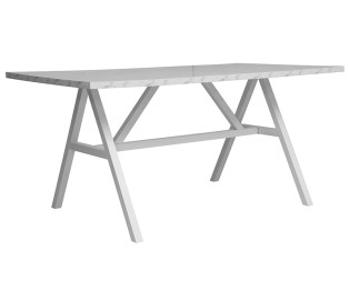 Τραπέζι Alarick pakoworld λευκό μαρμάρου-πόδι λευκό 140x70x76εκ