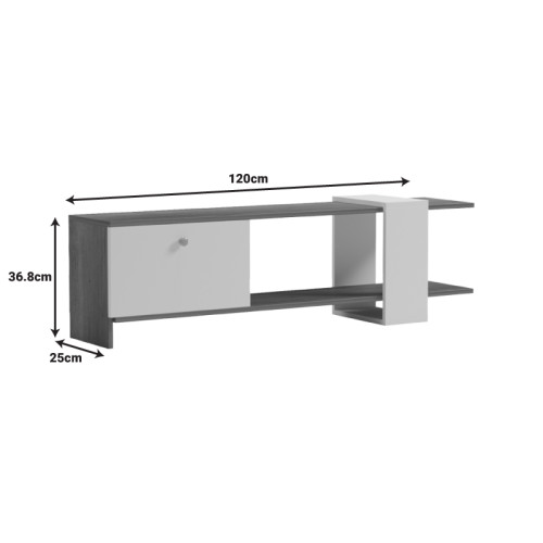 Έπιπλο τηλεόρασης Standi pakoworld σε sonoma-γκρι cement απόχρωση 120x25x36.8εκ