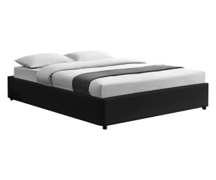 Κρεβάτι διπλό Circe pakoworld PU μαύρο με αποθηκευτικό χώρο 150x200εκ