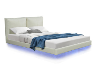 Κρεβάτι διπλό Jessie pakoworld floating style με led-PU εκρού 160x200εκ