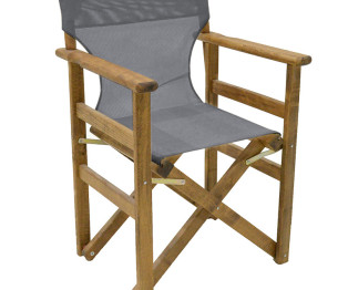 Καρέκλα-πολυθρόνα σκηνοθέτη Retto pakoworld μασίφ ξύλο οξιάς καρυδί-πανί γκρι-λευκό