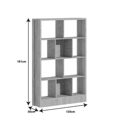 Βιβλιοθήκη Dividre pakoworld καρυδί μελαμίνης 120x30x181εκ