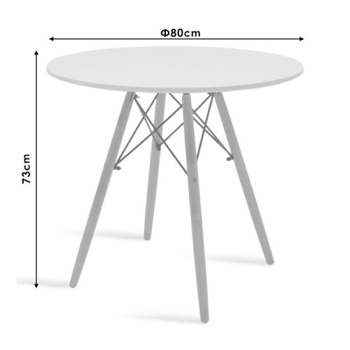 Τραπέζι Julita pakoworld MDF μαύρο-πόδια φυσικό Φ80x73εκ