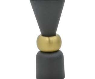 Βάζο Decorasie Inart μαύρο-χρυσό μέταλλο Φ28x65εκ
