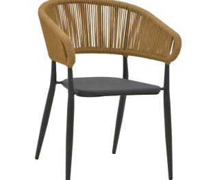 Πολυθρόνα κήπου Raven pakoworld rattan μπεζ-ανθρακί 57x62x78εκ