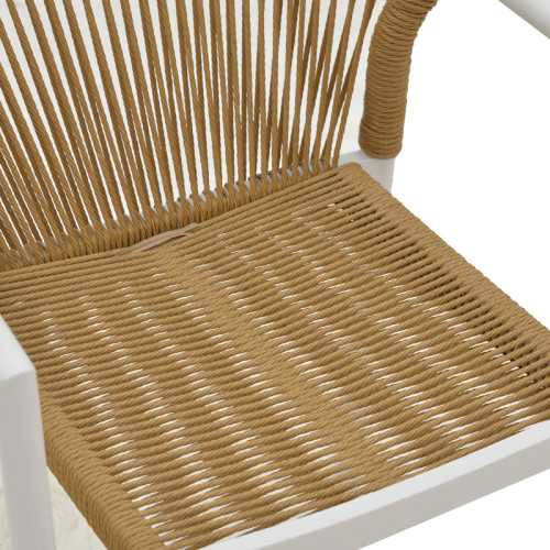 Πολυθρόνα κήπου Lush pakoworld rattan μπεζ-αλουμίνιο λευκό 56x59x80εκ