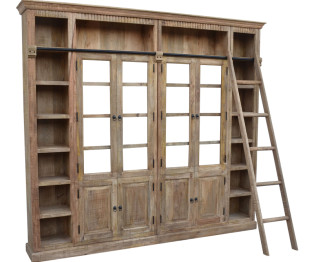 Βιβλιοθήκη Librardy Inart lime wash μασίφ mango ξύλο 247x35x220εκ