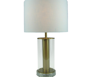 Επιτραπέζιο φωτιστικό Lampren Inart Ε27 χρυσό μέταλλο-λευκό ύφασμα Φ28x51εκ