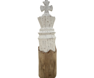 Διακοσμητικό πιόνι σκακιού Glon Inart φυσικό-λευκό μάνγκο ξύλο 12x11x48εκ