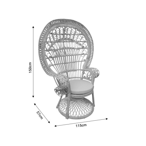 Πολυθρόνα Dorothy Inart με μπεζ μαξιλάρι-φυσικό rattan 115x57x150εκ