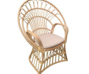 Πολυθρόνα Boloni Inart με μπεζ μαξιλάρι-φυσικό rattan 100x67x120εκ