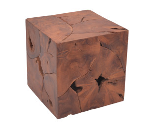 Σκαμπό Boxy Inart φυσικό μασίφ ξύλο teak 40x40x40εκ