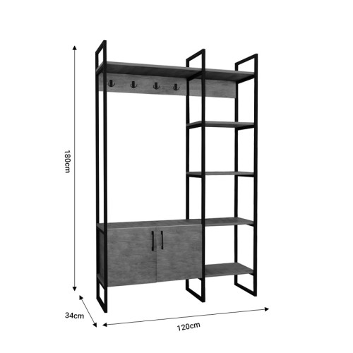 Έπιπλο εισόδου Thoj pakoworld oak μελαμίνης 120x34x180εκ