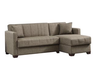 Γωνιακός καναπές-κρεβάτι με αποθηκευτικό χώρο Alasko pakoworld καφέ ύφασμα 204x143x83εκ