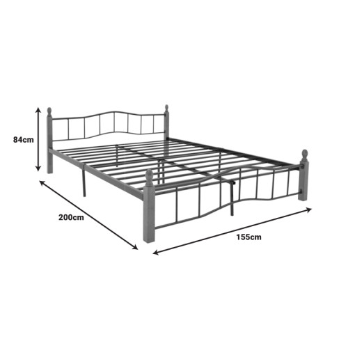 Κρεβάτι διπλό Faryn pakoworld καρυδί rubberwood-μαύρο μέταλλο 150x200εκ