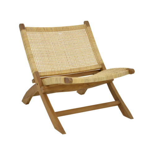 Καρέκλα Jerenze pakoworld φυσικό teak ξύλο-rattan 65x78x68εκ