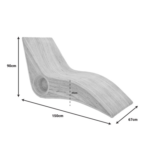 Πολυθρόνα-Ξαπλώστρα Kyrilete pakoworld rattan pe σε φυσική απόχρωση 67x150x90εκ